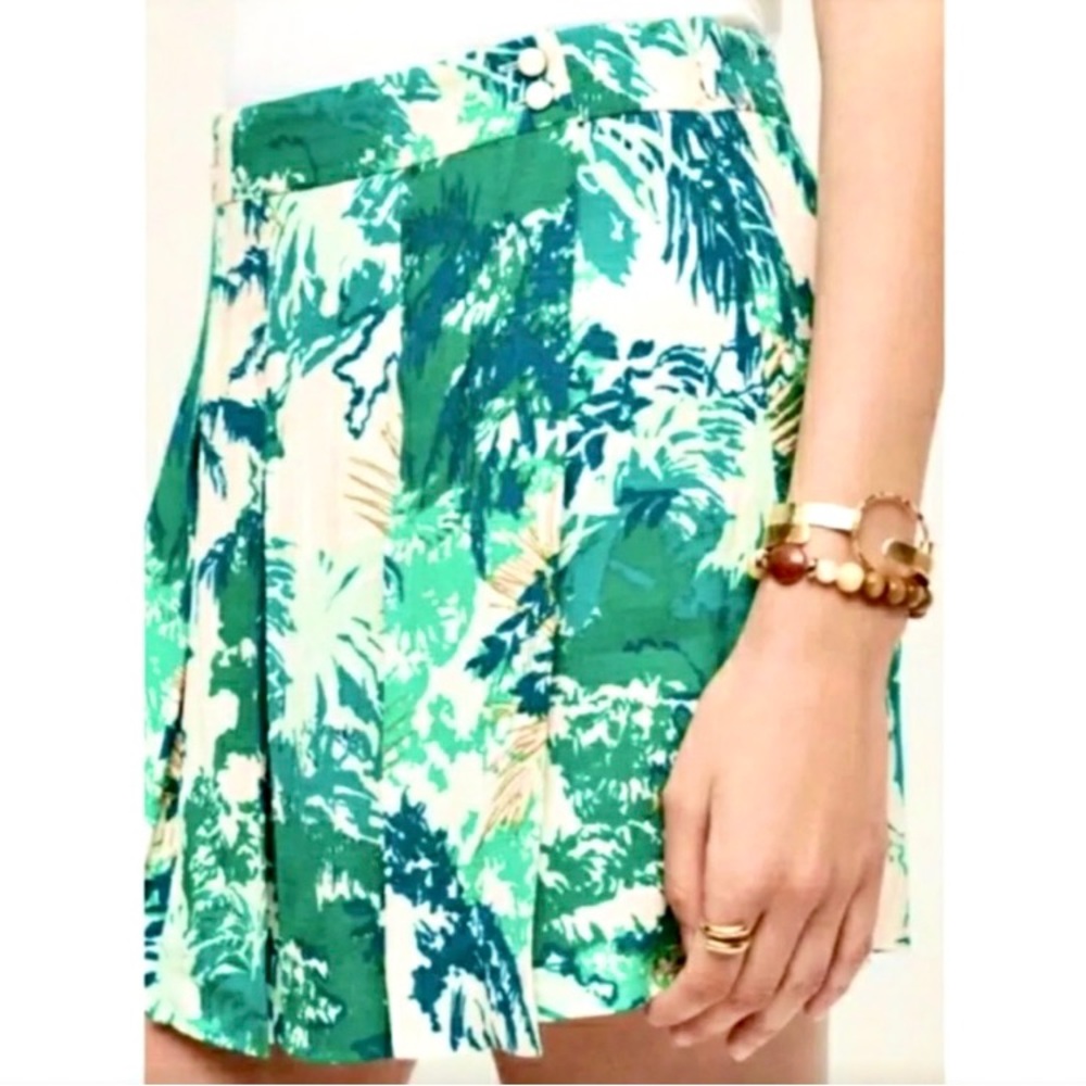 Adorable Tropical 🌴 Pink & Green Elevenses Anthropologie Cotton lined Skort